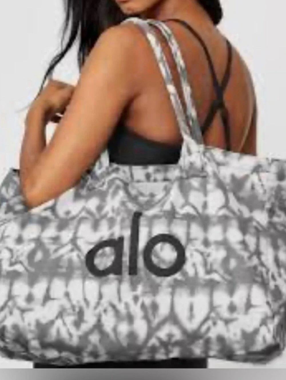 ALO Yoga Gray Tie-Dye Oversizes Canvas Large Tote Bag. - Picture 6 of 8